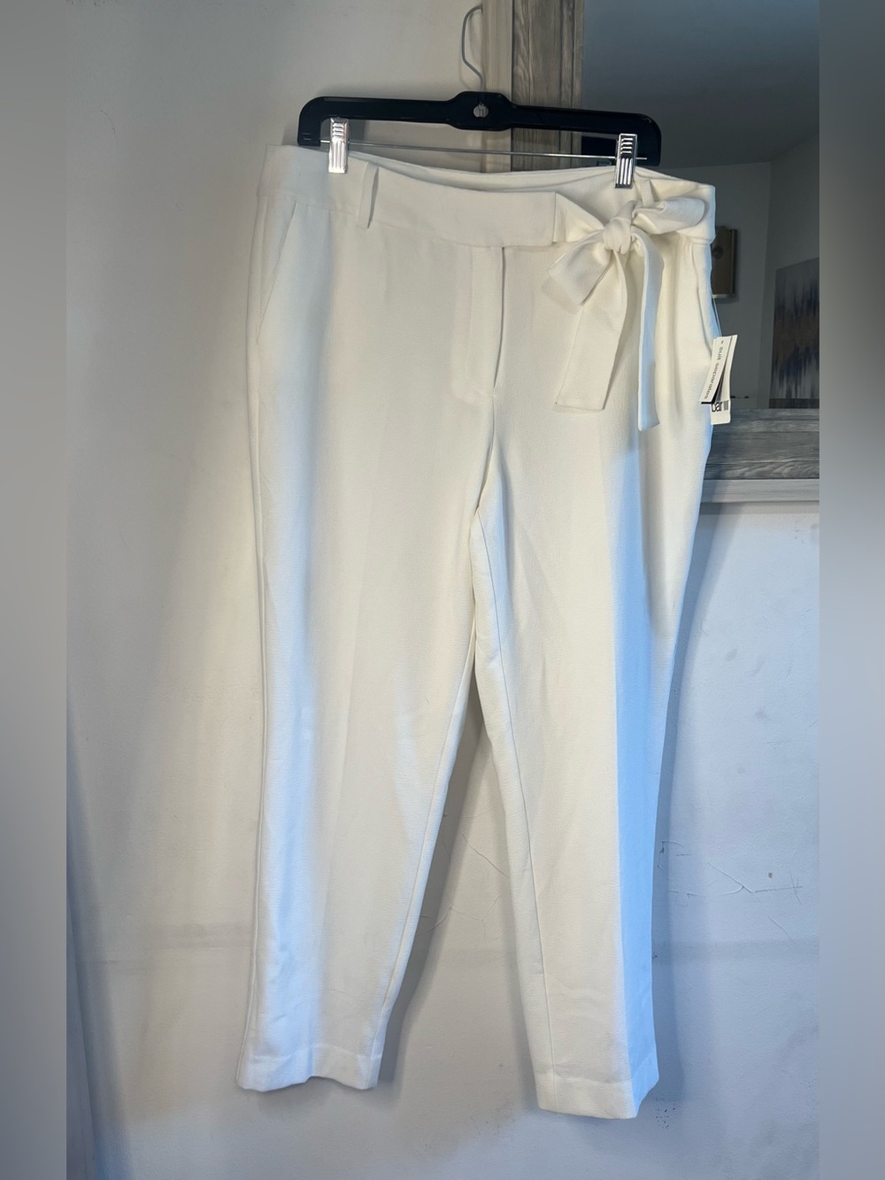 Bar III Cream Straight-Leg Tie-Waist Pants